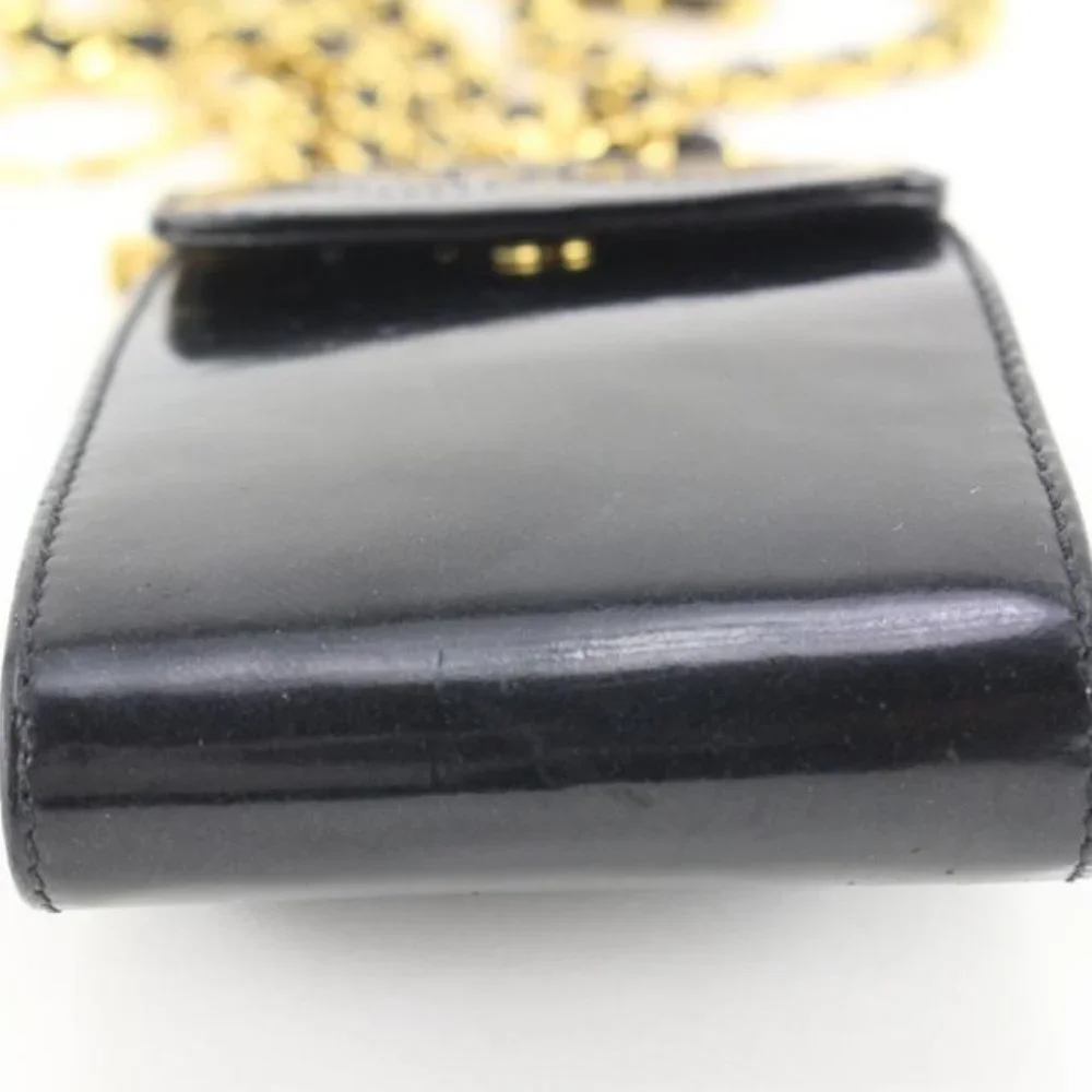 Chanel Black Patent CC Logo Mini Flap Pouch Crossbody 13ck69s
